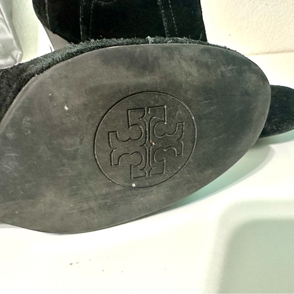TORY BURCH Adrienne womans SZ 9,5 black suede high heel wedge ankle pull on boot - Picture 8 of 10